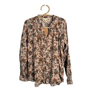 Mason Belle Country Outfitters Split Neck Ruffle Collar Full Sleeve Drape NEW